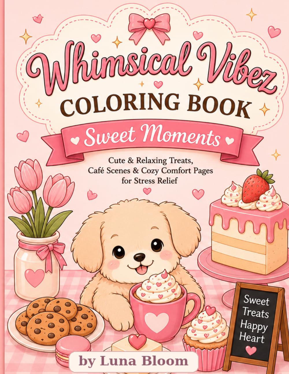 Whimsical Vibez Coloring Book: Sweet Moments: Cute & Relaxing Treats, Café Scenes, and Cozy Comfort Pages for Stress Relief