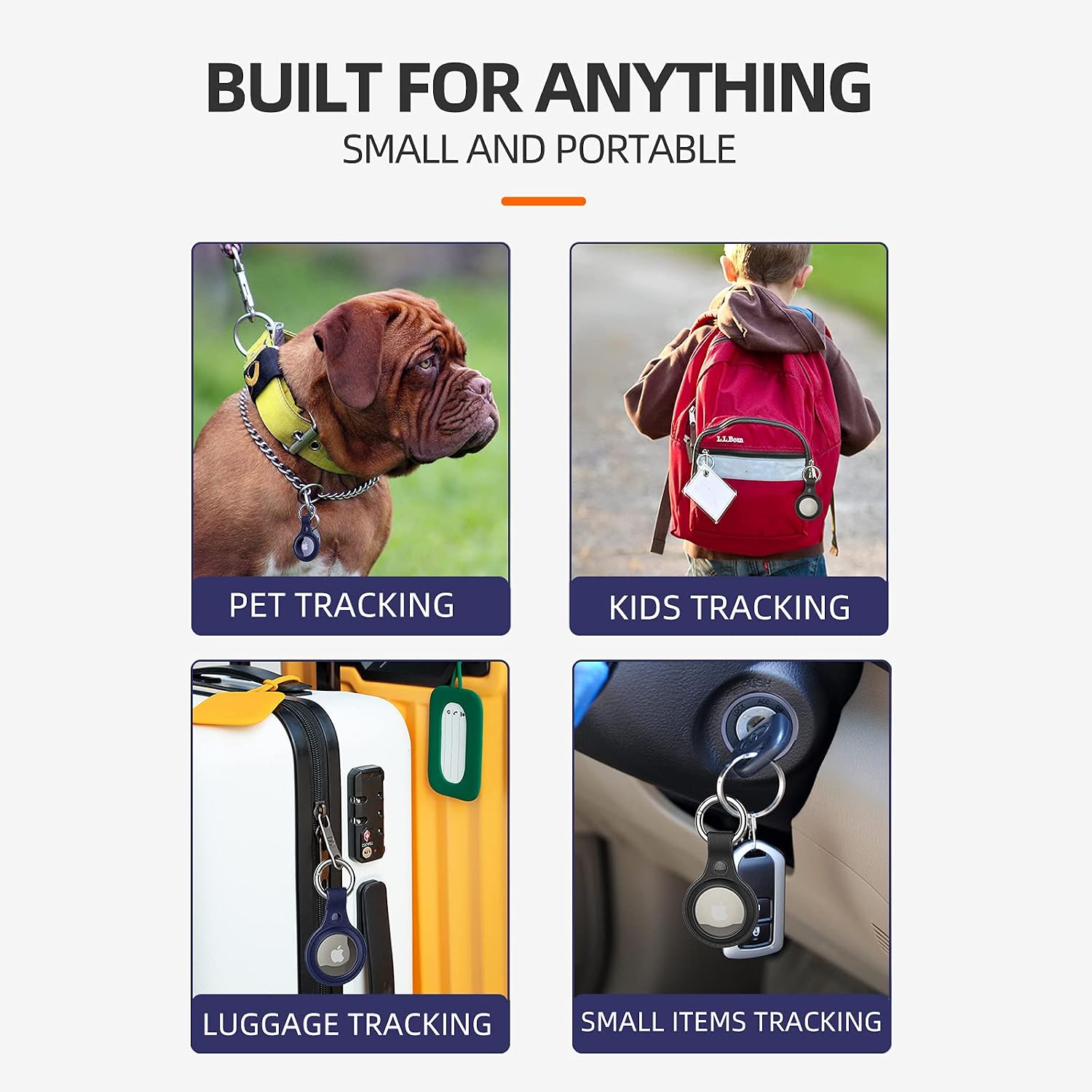 upgrade litchi leather protective case for airtag phone finder soft siliconetracker holder with anti lost keychain finder items for dogs keys backpa