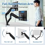 Double Moniteur Arms Mount pour écrans d'ordinateur 17"-32" Deux Moniteurs Armes se tiennent chaque hauteur réglable ressort à gaz tient jusqu'à 4.4 à 19.8lbs,Vesa 75x75/100x100mm, Parfait pour le bureau