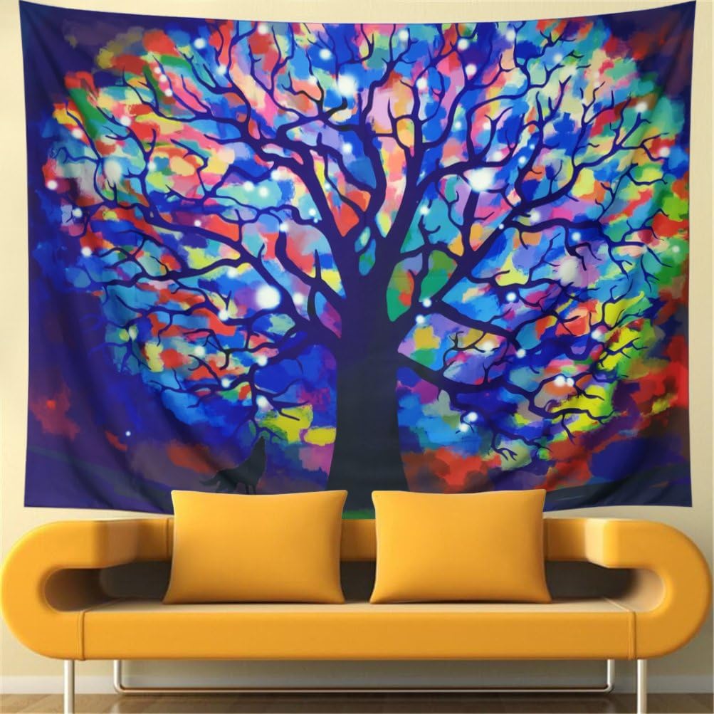 Leofanger Tapestry Colorful Tree Tapestry Wall Hanging Tie Dye Tree Tapestry Psychedelic Forest Tapestry Watercolor Tree of Life Tapestry Bohemian Mandala Hippie Tapestry for Bedroom Living Room Dorm