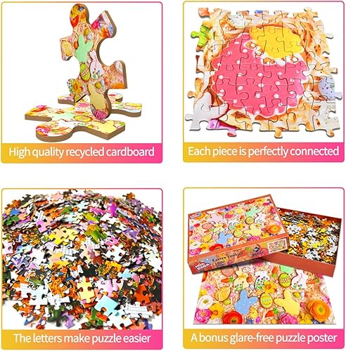 Miniatura 4 de HUADADA Rompecabezas de 1000 piezas para adultos, galletas de Pascua, rompecabezas para adultos y niños, juegos educativos de 1000 piezas coloridos