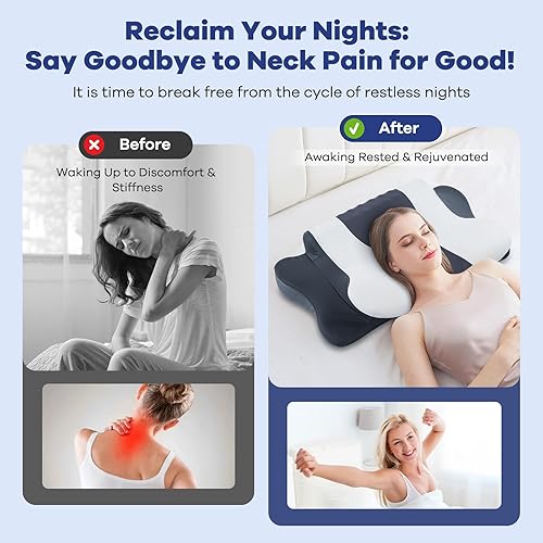 Miniatura 4 de DONAMA Almohada cervical para almohadas de apoyo para el cuello (gris, 26 x 15 pulgadas)