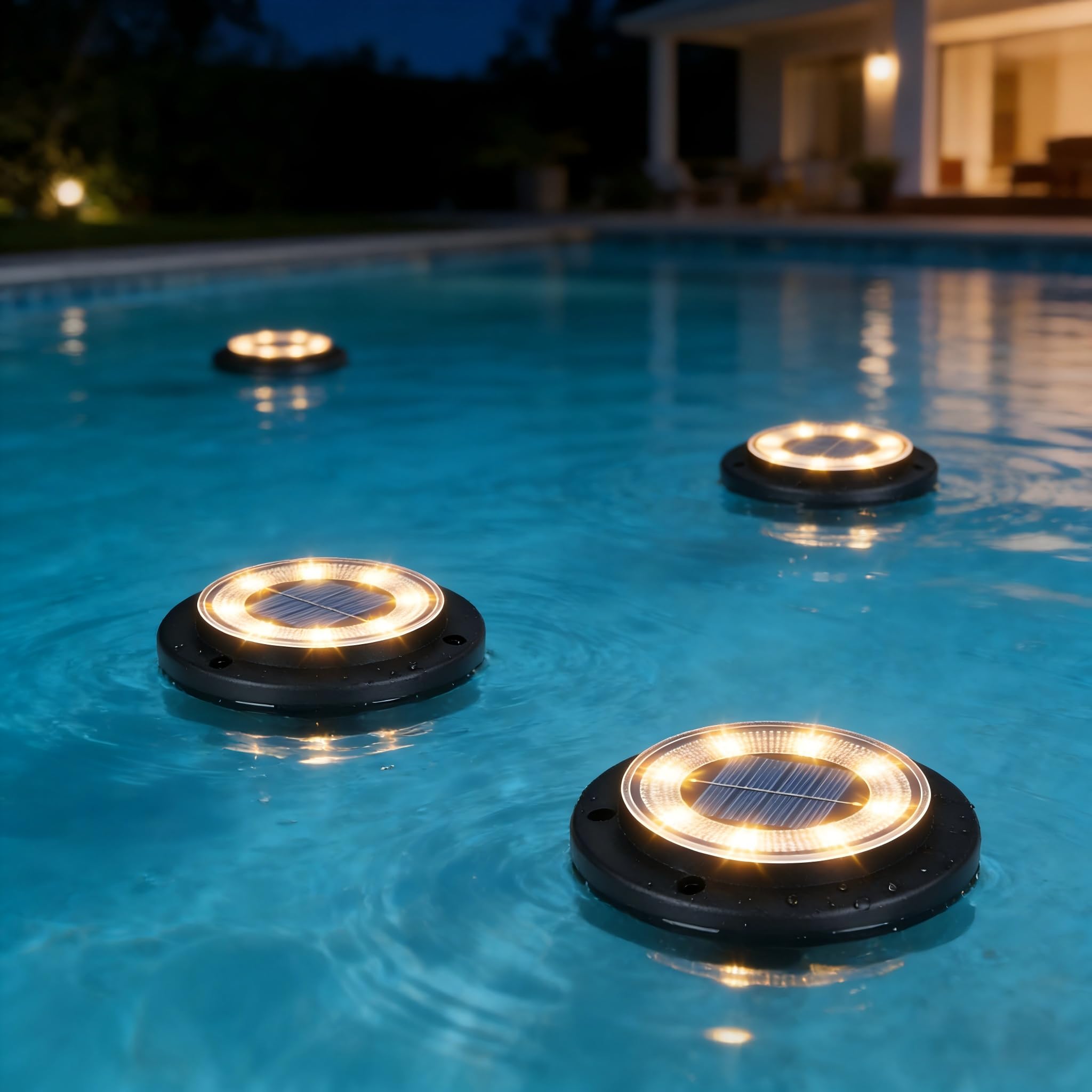 Flacchi Solar Bodenleuchten Aussen - Solarleuchten für Garten Außen mit 8 LEDs, Wasserdicht Led Solar Gartenleuchten, Solarlampen für Außen Rasen Auffahrt Gehweg Patio (Warmweiß, 12 Stück)