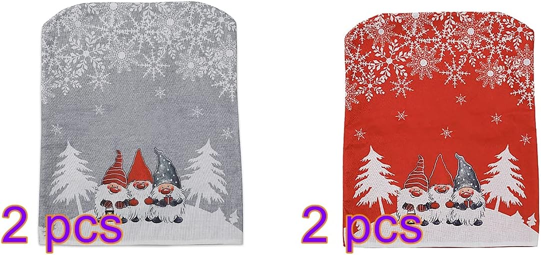 Christmas Chair Covers, 4 Pcs 22.4Ã—18.5Inch Multicolor Xmas Chair Covers Santa Claus Christmas Chair Back Cover Dining Room Chair Covers for Hotel Wedding Party Christmas Decor