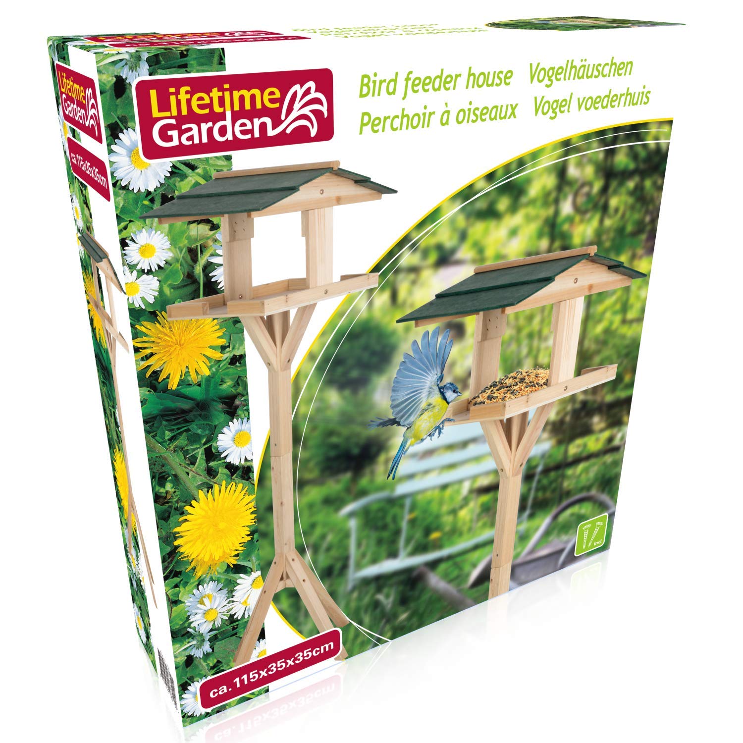 Pajarera con Soporte - 115 x 35 x 35 cm - Comedero para pájaros - para jardín y balcón