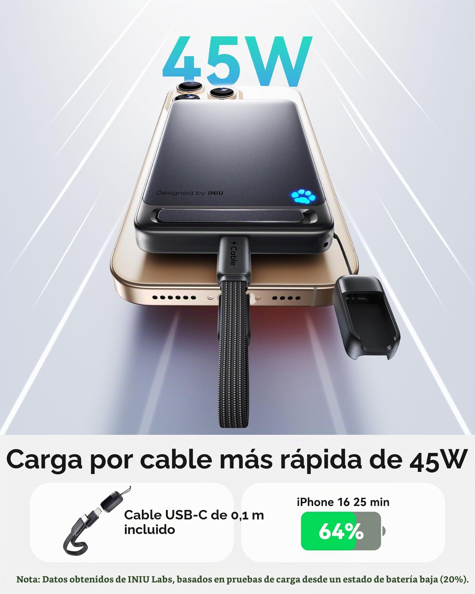 INIU para MagSafe Qi2 15W Power Bank, Ultrafino 10000mAh Bateria Portatil