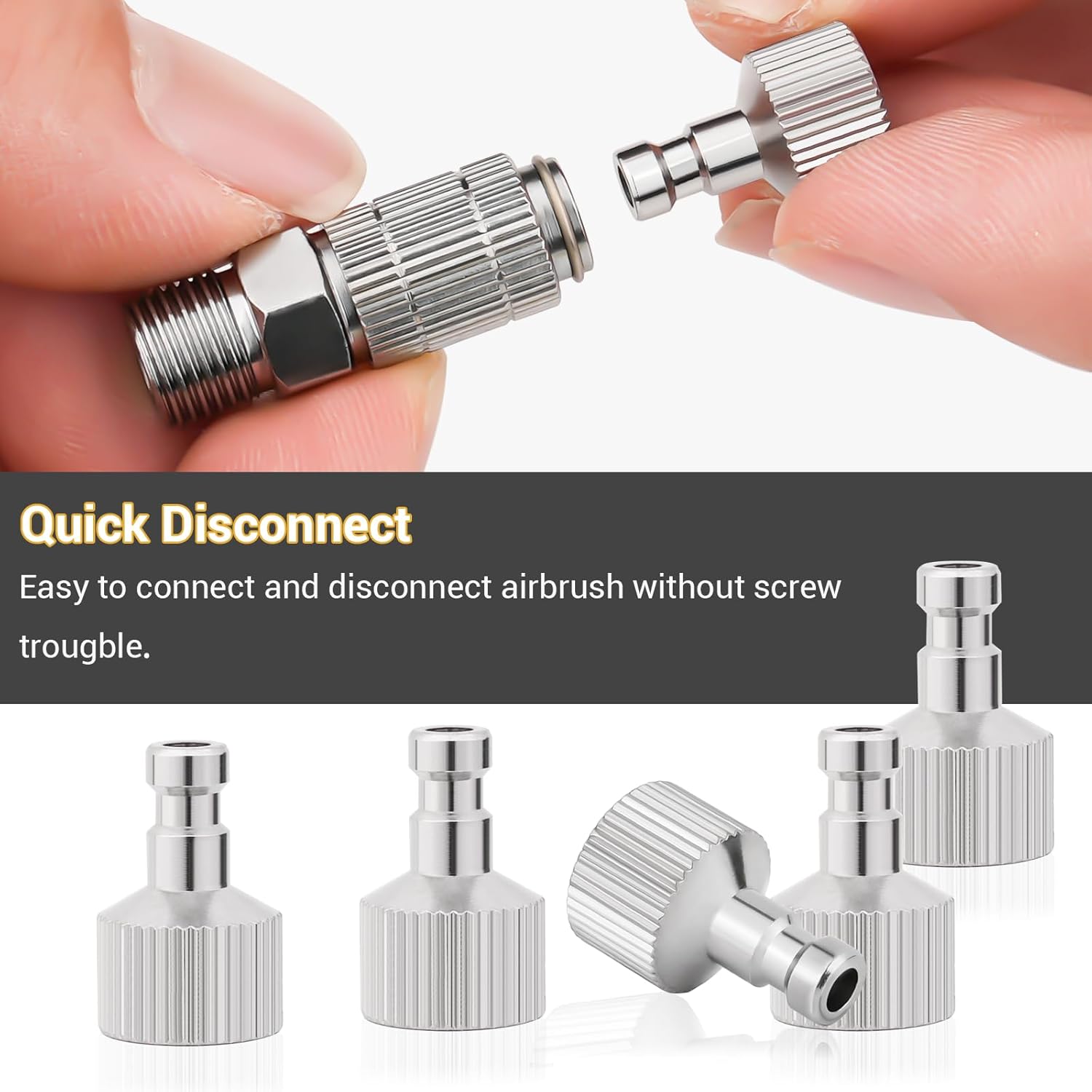 NEOECO Airbrush Quick Disconnect Coupler Release Fitting & Plug, 6pcs 1/8 in BSP Male and Female Connections Adapter Air Brush Accessory