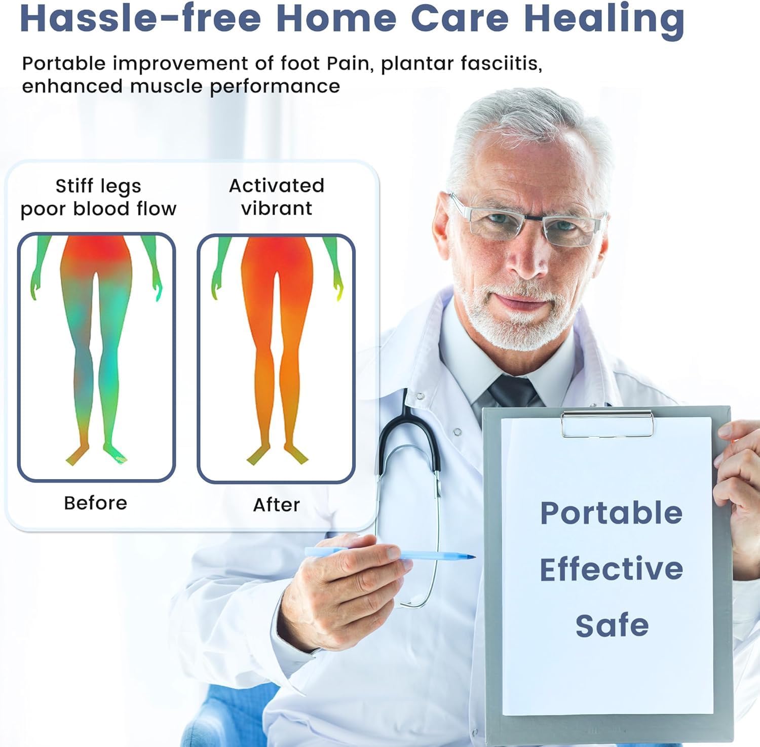 EMS Foot Stimulator, Rechargeable EMS Foot Massager for Neuropathy, TENS & EMS Foot Circulation Stimulator for Pain Relief/Circulation/Plantar Fasciitis, 1.5KG Thin Remote Electrical Muscle Stimulator - Image 5