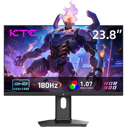 KTC 24 Inch Gaming Monitor 180Hz - 2K 1440P Computer Monitors, Fast IPS Monitor with HDR 400, Adaptive Sync, Up to 185Hz, HDMI 2.0 & Display Port 1.4, Height Adjustable, Vesa Mount, H24T7