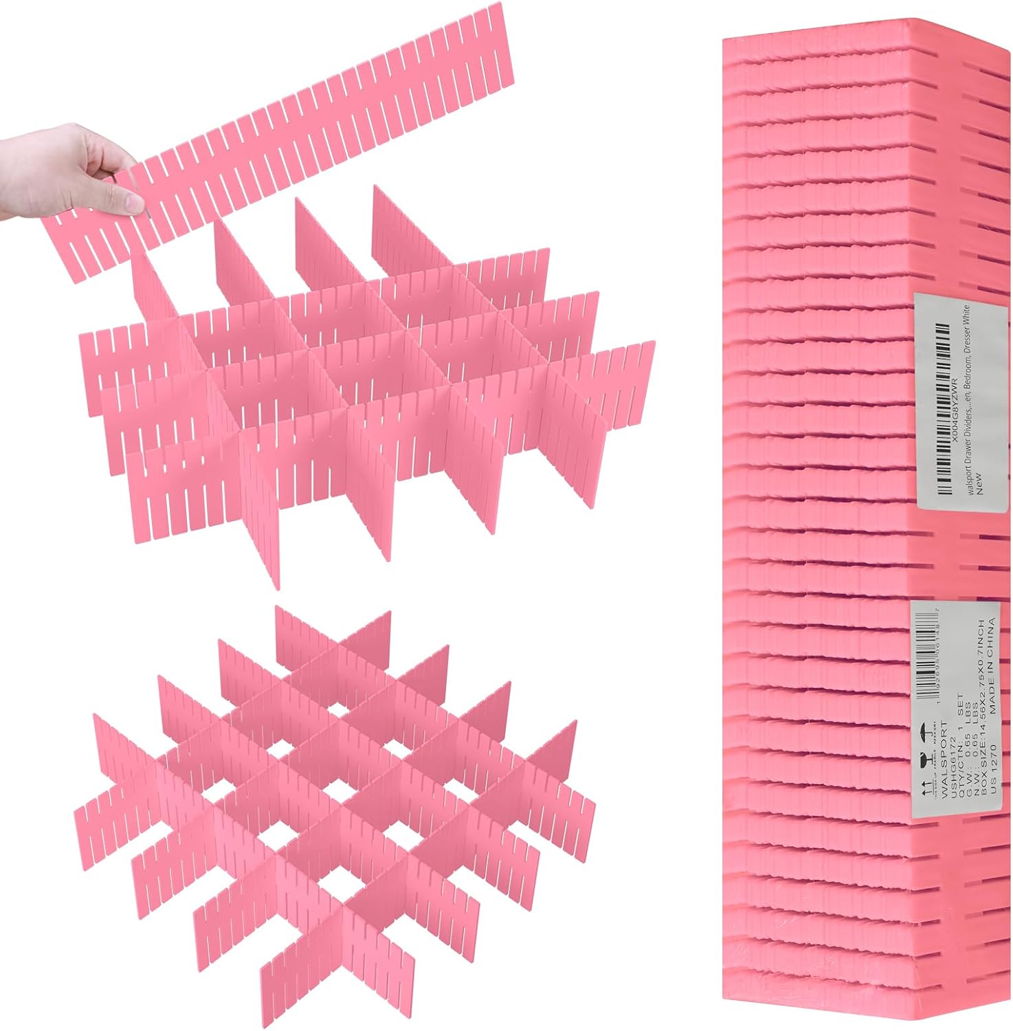 Adjustable Drawer Dividers, Cut to Fit Plastic Organizer Strips, 8-Pack