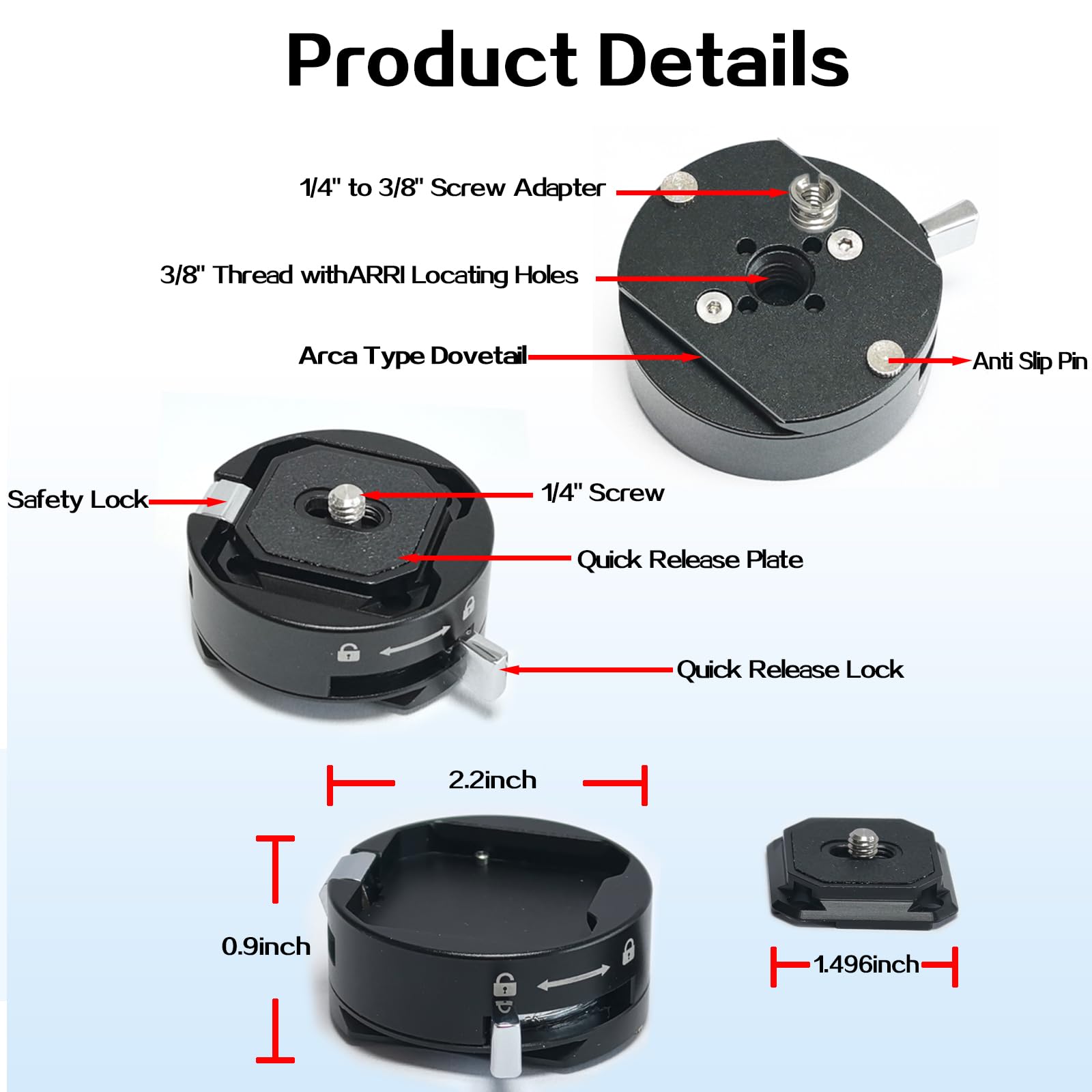 その他 CINEVATE Quick-Release Plate CAMVATE Quick Release Mount Base QR Plate for Manfrotto Standard
