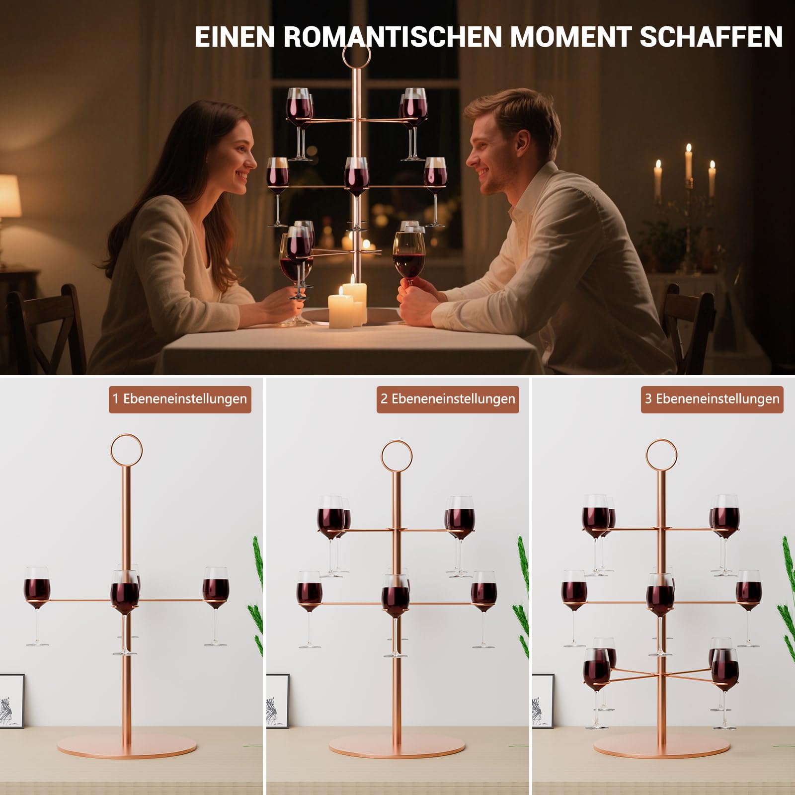 Getränke Tower, Aperol Tower Abnehmbar Champagner Turm, 3 Etagen 12 Gläser Aperol Baum Cocktailbaumständer, Metall Aperol Ständer Sarti Aperitif Weingläser Tum für Party, Hochzeiten, Kneipen, Zuhause