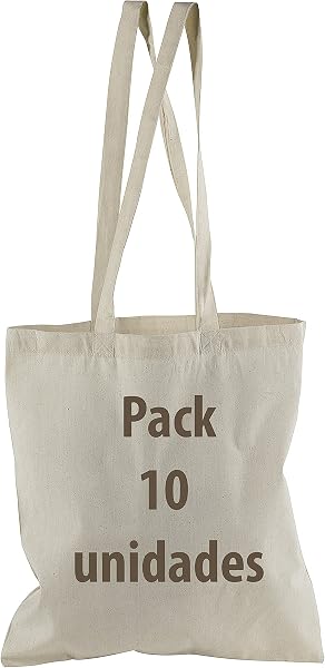 10 x Bolsa algodón natural 41 x 37 cm. Asas largas - 4