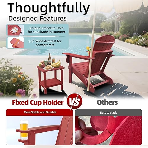 Miniatura 5 de Sillas plegables Adirondack para patio, sillas para hogueras de polietileno de alta densidad resistentes a la intemperie, silla Adirondack para