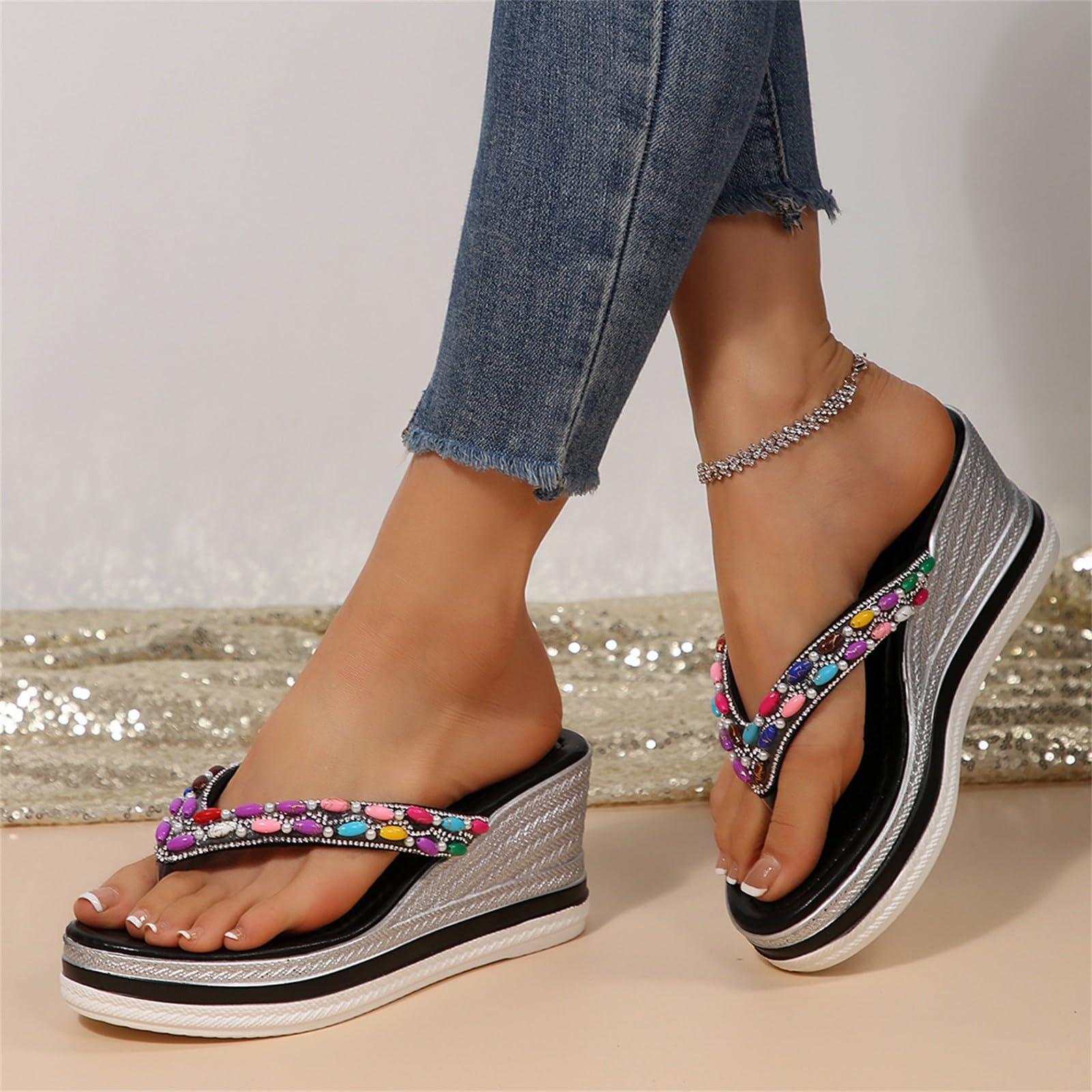 Generico Sandales OrthopéDiques Femme Confortables LéGèRes AntidéRapantes Semelle Souple Respirantes Chaussures Femme éTé Mode Mules Support Pieds Larges Ville Usage Quotidien