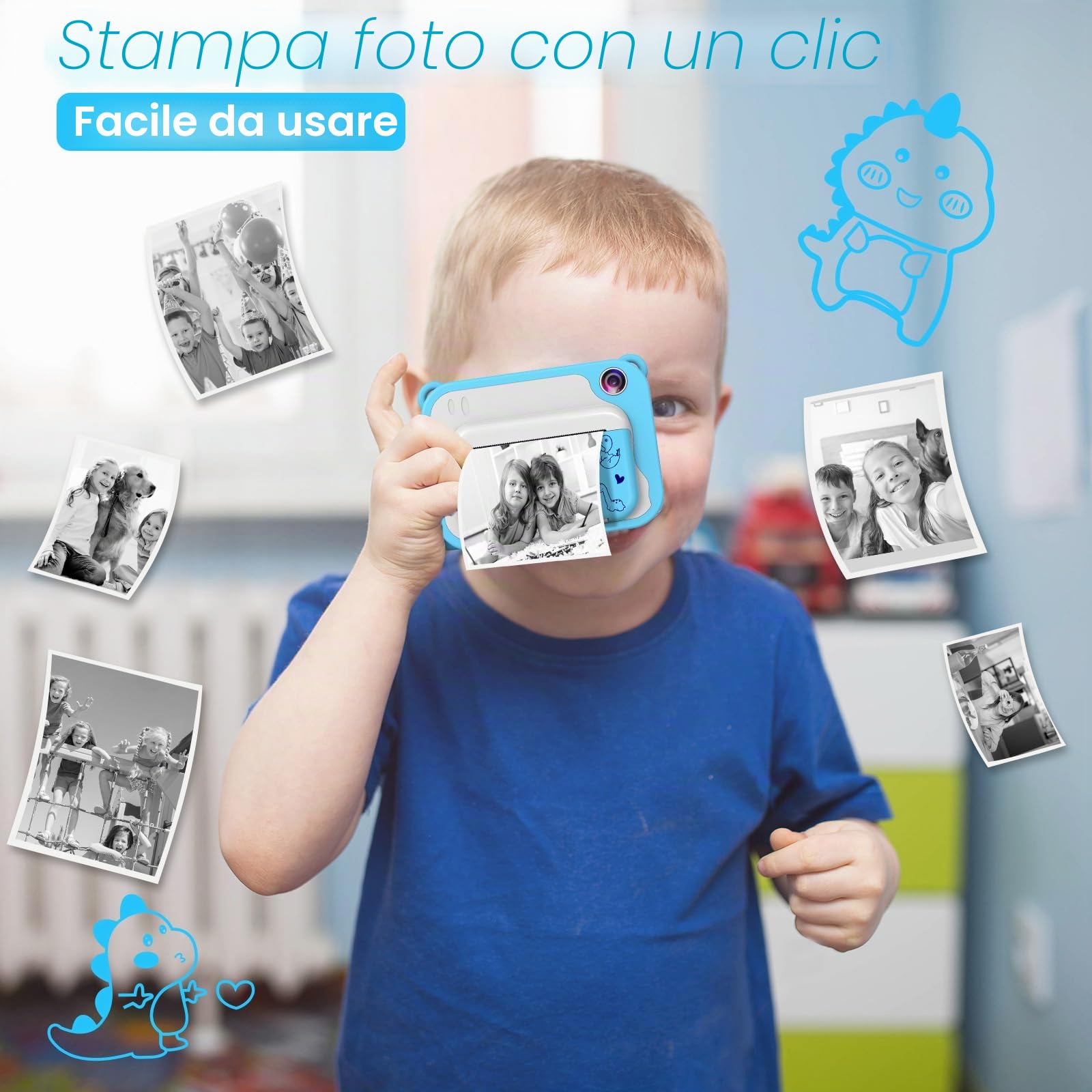 CHAKEYAKE Macchina Fotografica Bambini,Fotocamera Istantanea Digitale Bambini 2.4” 1080P HD Videocamera con 32GB Scheda SD,Macchina Fotografica Giocattolo Idee Regalo Bambino 3-12 Anni(Blu)