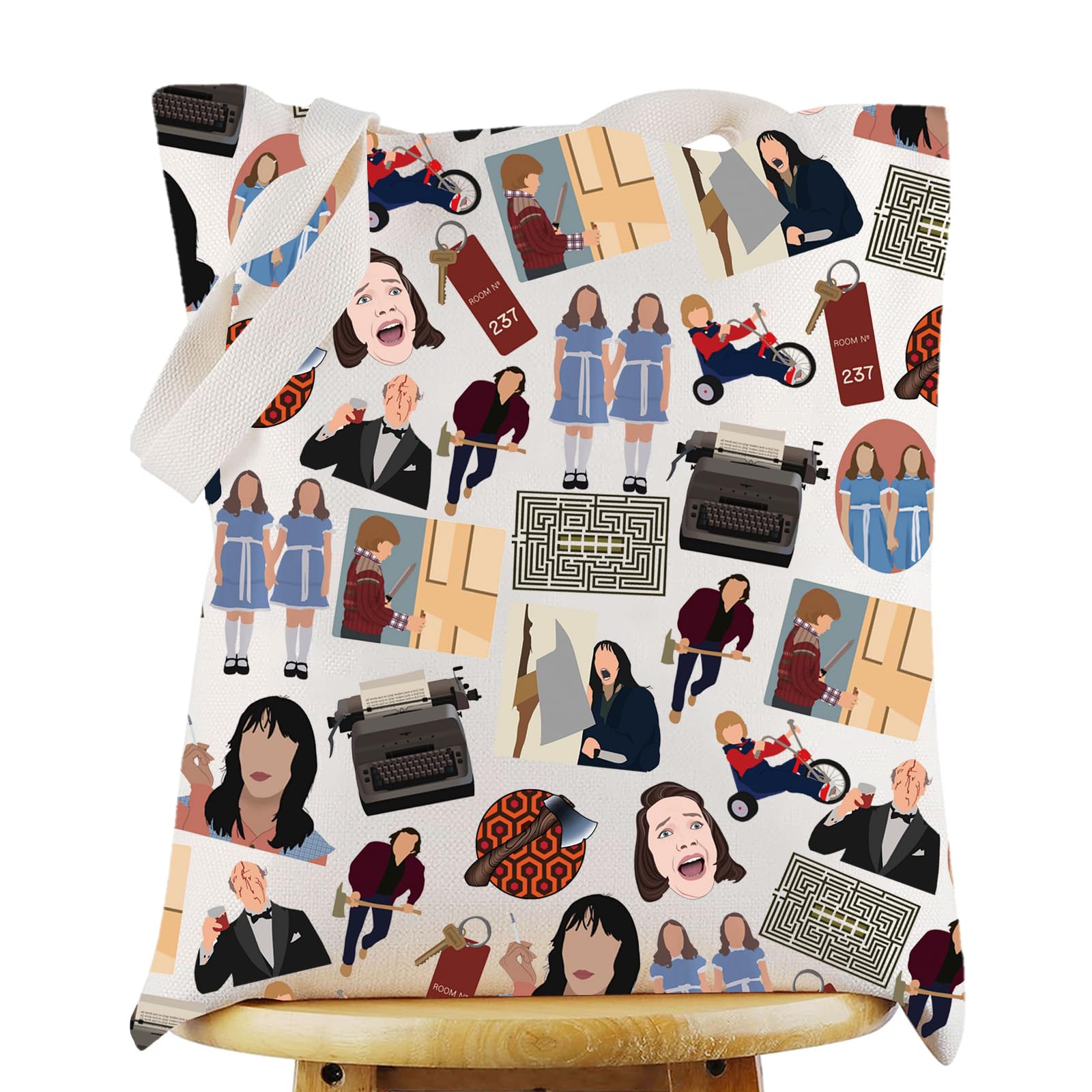 G2TUP Shining Jack Torrance Tote Bag Grady Twins Fans Gift Overlook Hotel Shoulder Bag Overlook Hotel Merch