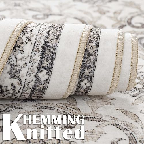 Miniatura 8 de jinchan Alfombra de pasillo de 2 x 10 pulgadas, lavable con parte trasera de goma, antideslizante, alfombra suave con estampado floral vintage,