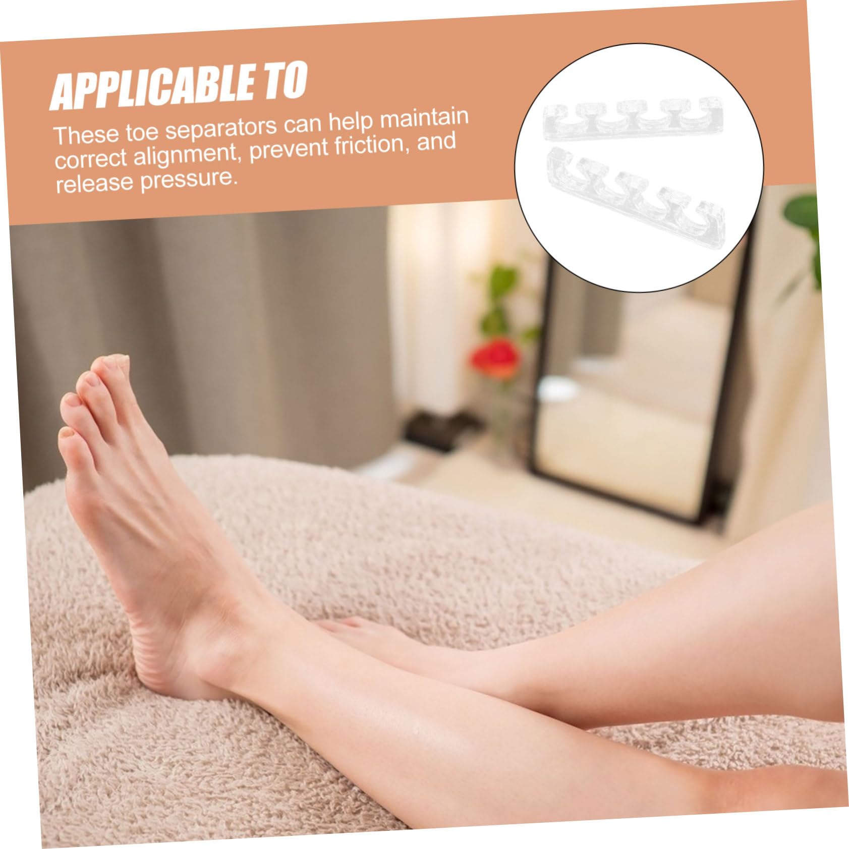 Beatifufu 2pcs Toe Separators for Women Nail Art Toe Dividers Silicone Comfortable Ingrown Toenail Relief