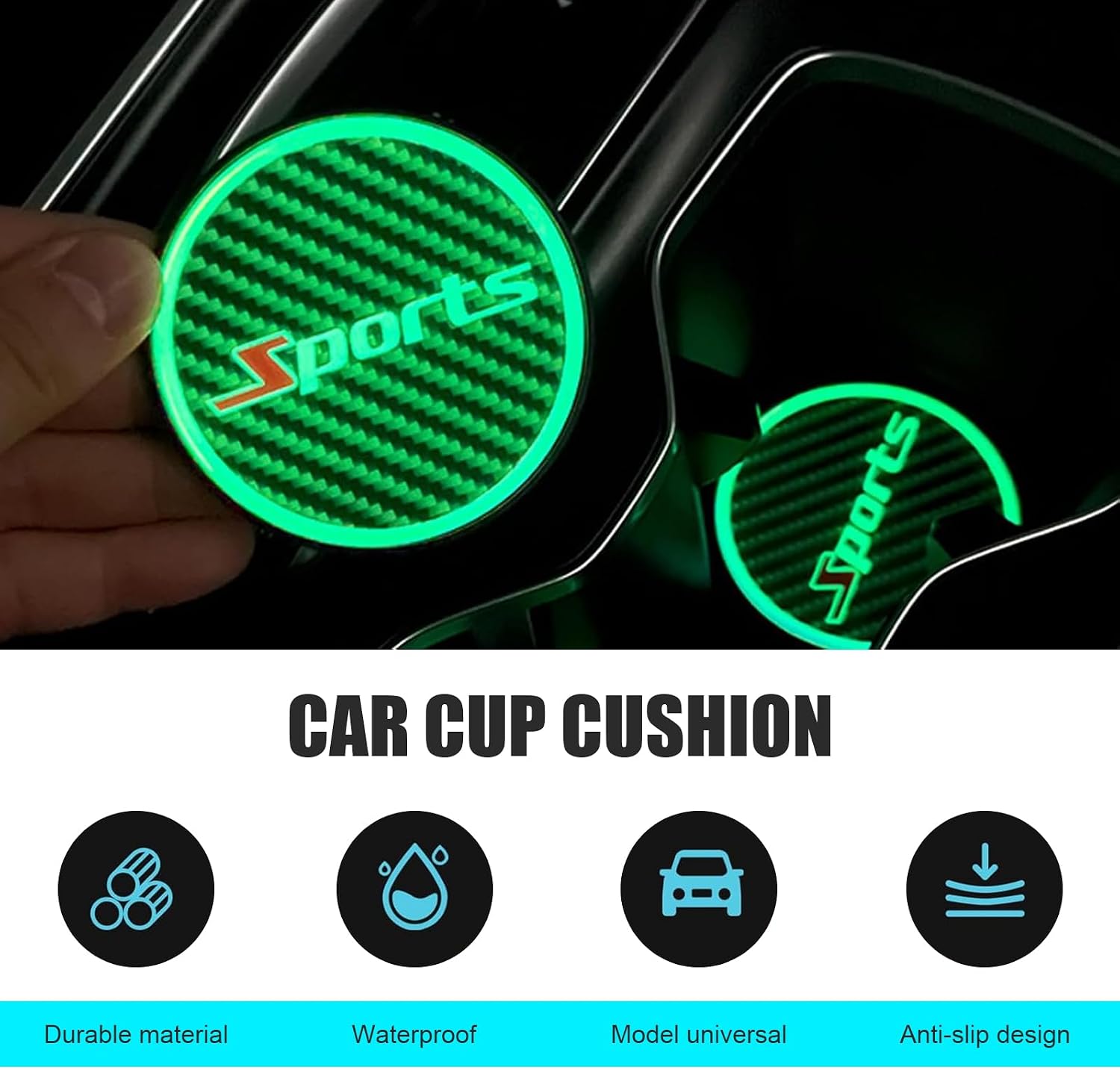 2 PCS Car Cup Coasters, 2.83" Carbon Fiber Non-Slip Cup Holder Insert, Anti Dust Cup Holder Coaster, Sporty Car Interior Accessories, Universal for Vehicles, Trucks, RVs (Style2) image 4