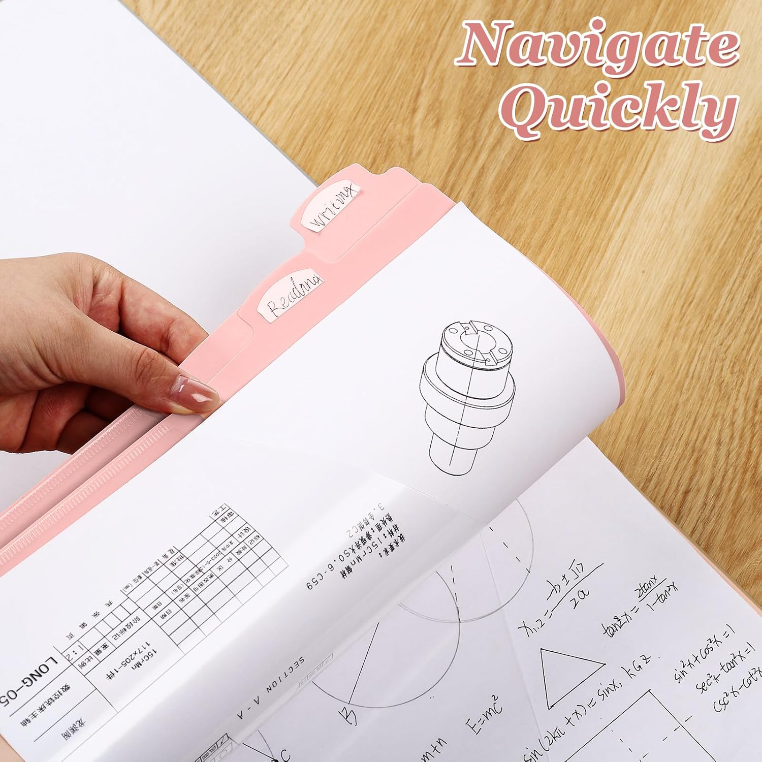 Epakh 48 Pcs Binder Dividers for 3 Rings Binders Index Dividers with Two Clear Pockets Plastics Sheets Protectors with Tab Labels for School Office Organization (Pink)