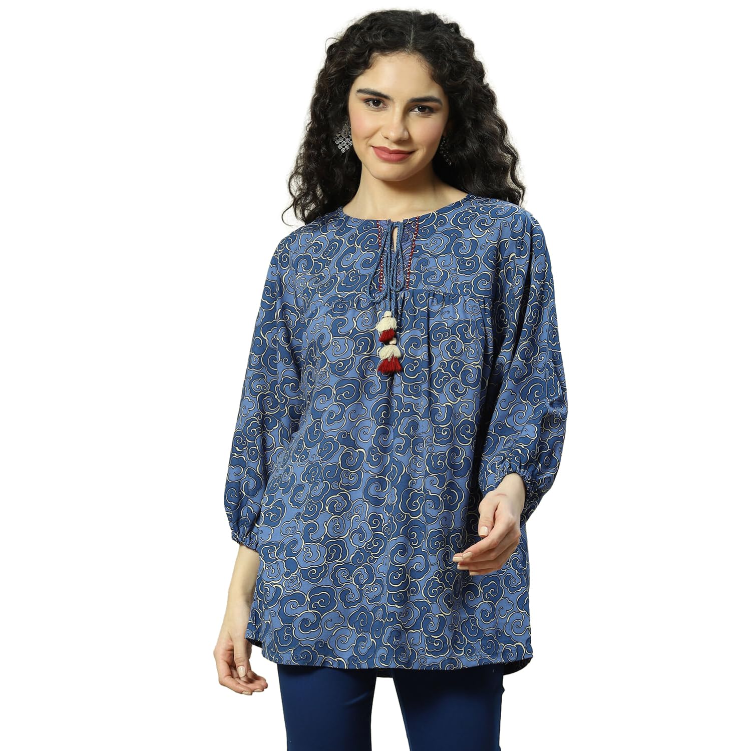 rangriti Blue Liva Tiered Top for Women-picture-17