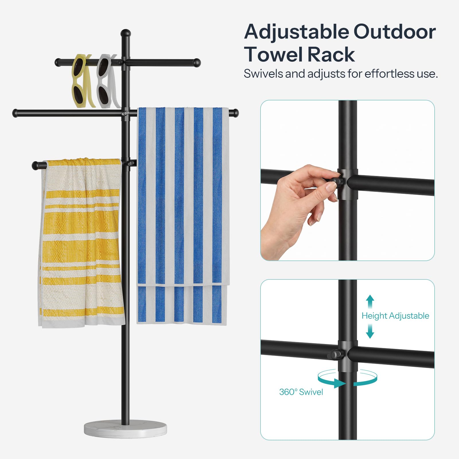 HOOBRO Porte-Serviettes sur Pied, Support Mural en Métal pour Serviettes