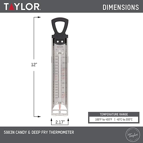 Miniatura 3 de Taylor Precision Products termómetro de acero inoxidable para dulcesfrituras Negro