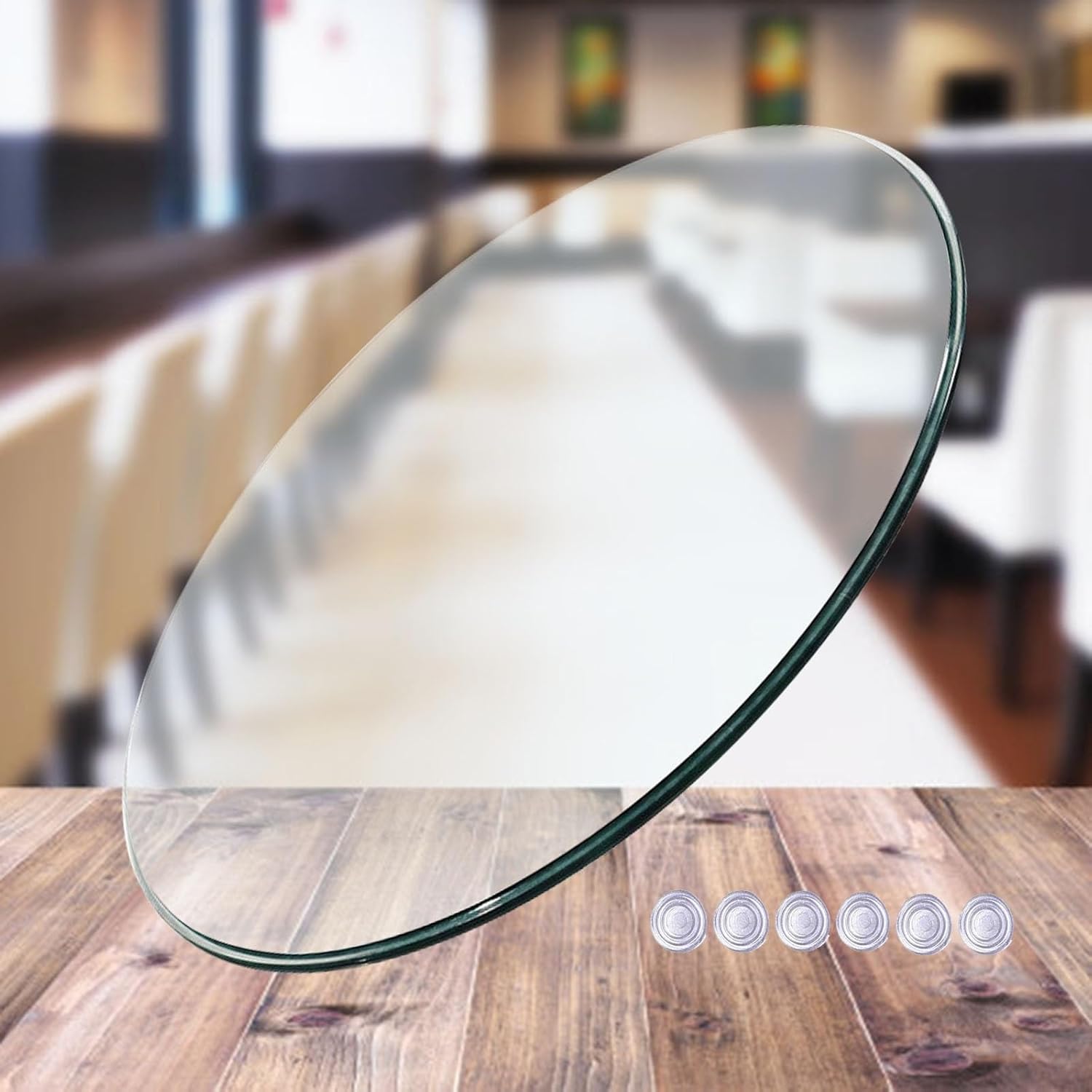 WORDFUN 1440in Clear Table Top Tempered Glass, Round Plate
