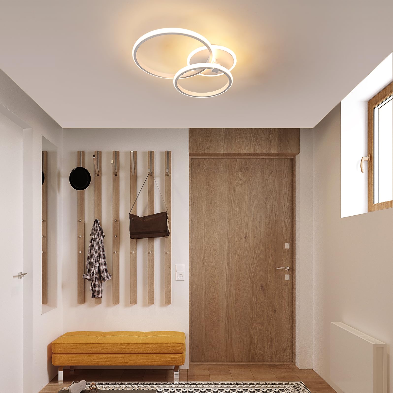 DELIPOP Plafoniera LED Moderno, 42W 4725LM Lampada da Soffitto Rotondo, Lampadario LED Luce Calda 3000K per Soggiorno Camera da Letto Cucina, Bianco