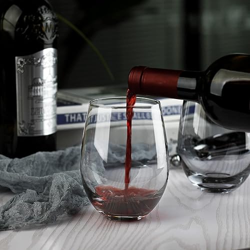 Miniatura 12 de LUXU Vasos sin tallo (juego de 2) de 20 onzas, copas de vino transparentes, vasos de whisky de cristal, copas de agua grandes, cristalería