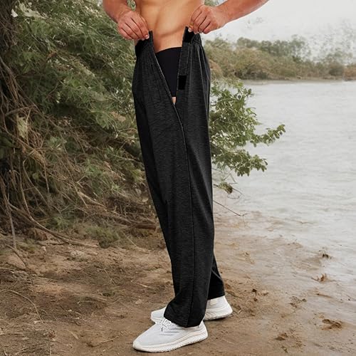 Miniatura 6 de Deyeek Pantalones para hombre, 2 lados, parte inferior abierta, ajuste holgado, casual, con bolsillos