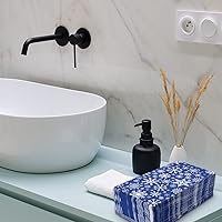 Vista 4 de AnyDesign Servilletas de papel desechables de 3 capas de copos de nieve de color azul, servilletas de papel decorativas para cena de Navidad