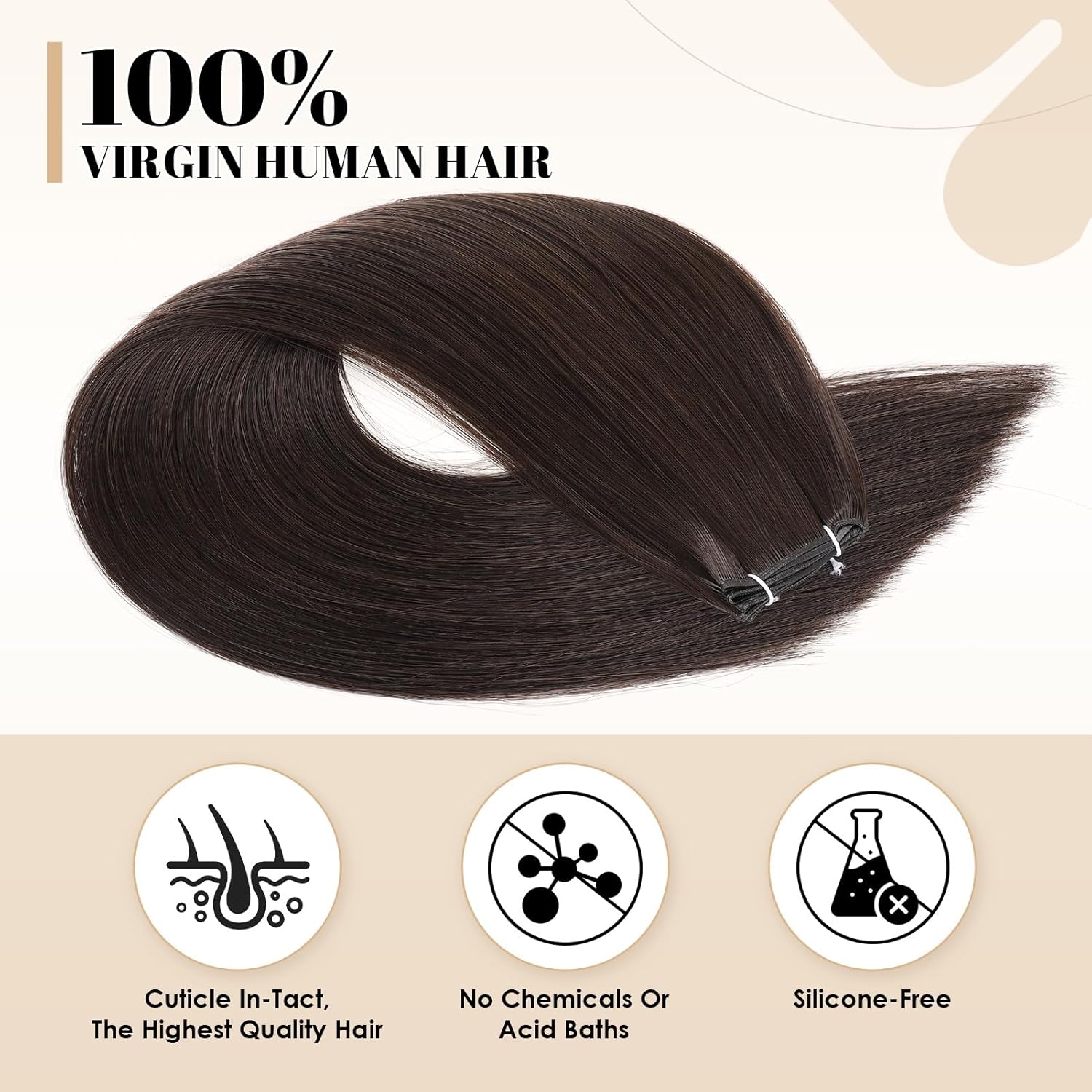 ABH AMAZINGBEAUTY HAIR Genius Weft Hair Extensions Human Hair Sew in Hair Extensions Real Human Hair Weft Extensions Straight Sew in Human Hair Extensions 60G, Natural Black #1B, 22 Inch