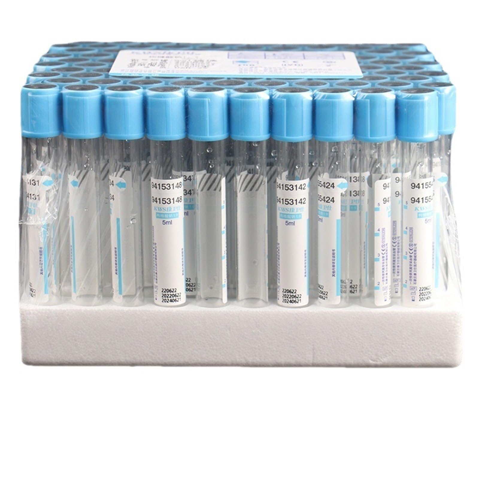 100 pezzi tubo in plastica al citrato di sodio per coagulazione, sterile, a pressione negativa, tappo blu, tubo anticoagulante PRP (Colore: 2ml PET)