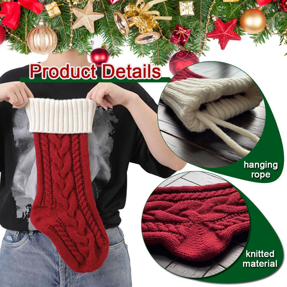 Hixingo Weihnachtsstrumpf Personalisiert, 46cm Große Klassische Gestrickt Bestickte Nikolausstrumpf, Weihnachtssocken zum Aufhängen und Befüllen Kamin Weihnachtsbaum Deko (5 Paar gemischte Farben)