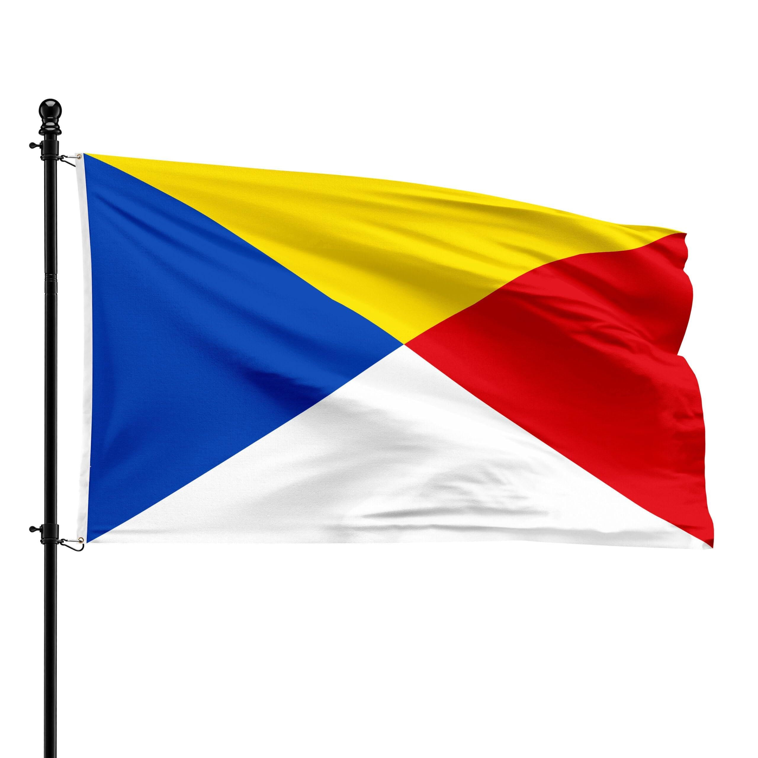 Bandera de Wuustwezel con acabados de alta resistencia y dimensiones 90x150cm