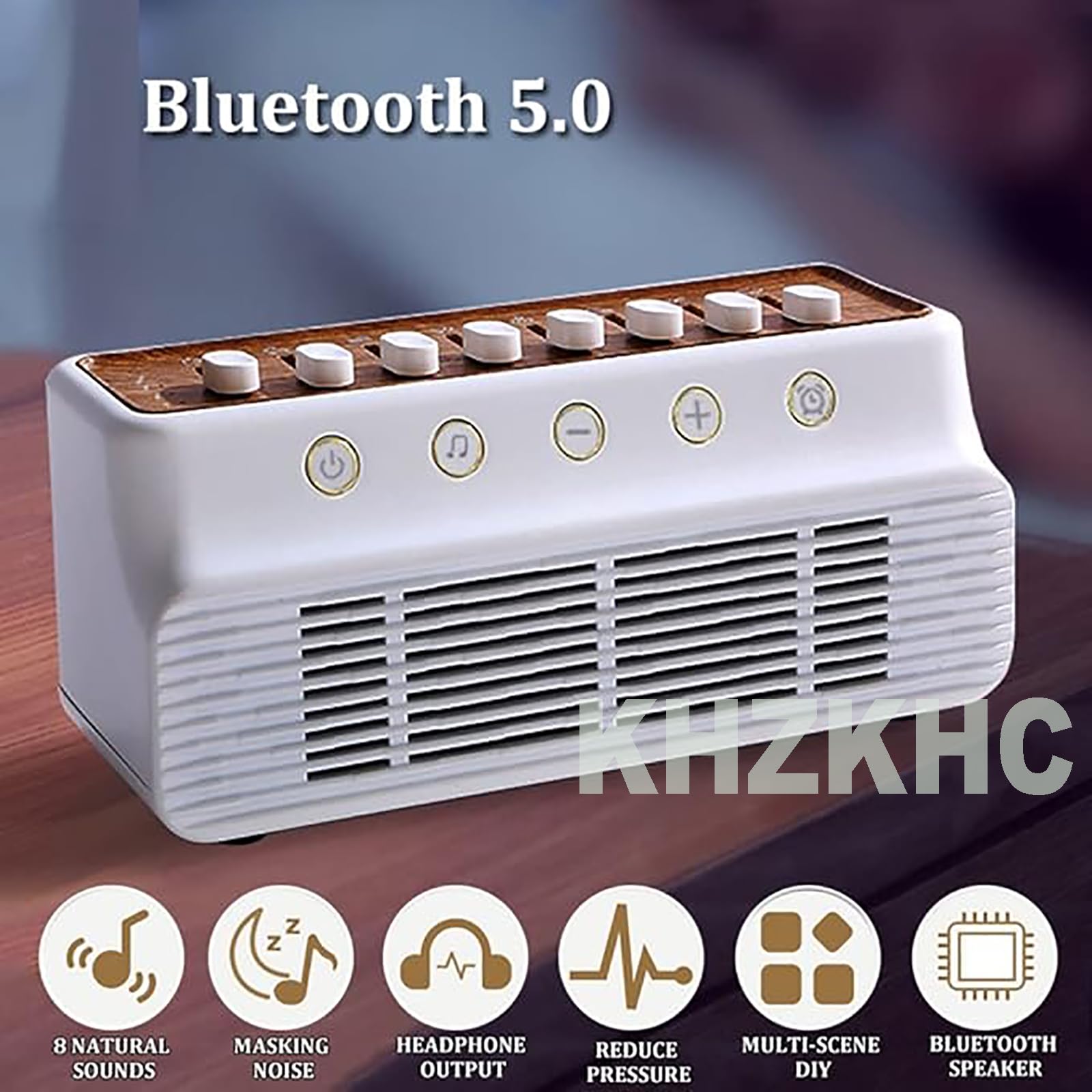 Máquina de sonido, altavoz portátil de ruido blanco con 8 sonidos naturales para ayuda al sueño, reducción inteligente de ruido para relajación y alivio del estrés