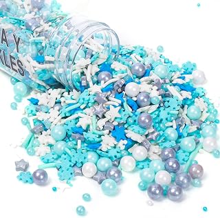 Snowflake Sprinkles, Frozen in Sugar Sprinkle Mix, Blue Sprinkles, Baking Cake Cupcake Toppers, Cookie Decorating, Ice Cream Decorations Celebrations Shaker Jar Wedding Christmas Party