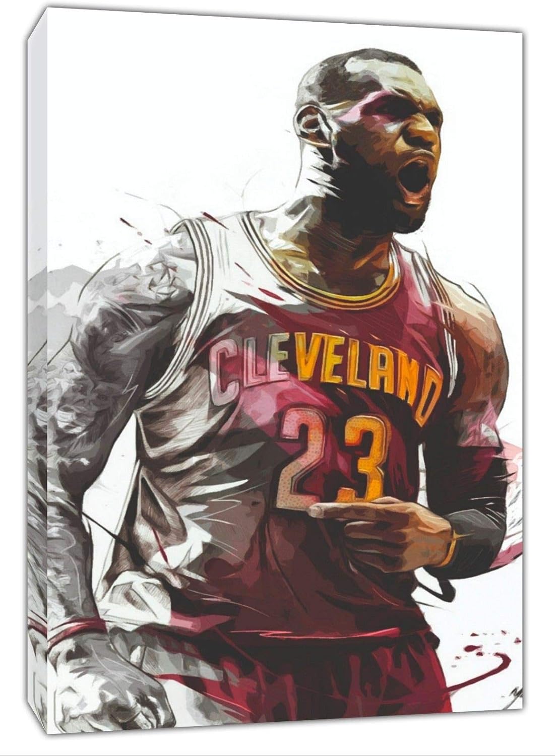 ARTSPRINTS Lebron James Cleveland 23 Basketball Photo Print On Framed Canvas Wall Art Decor 24’’ x 20’’inch - 38mm depth