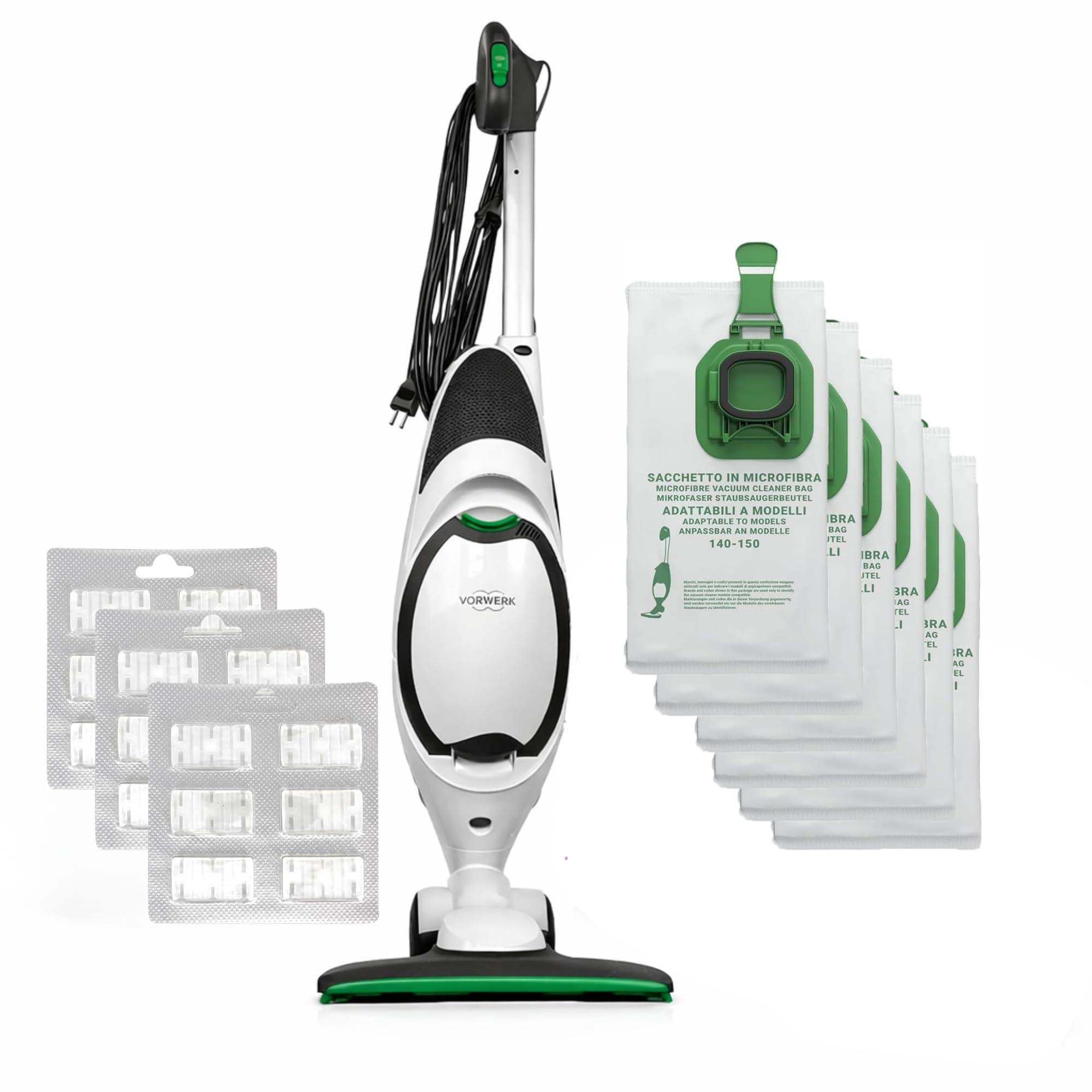 AMG Shop Online Aspirapolvere FOLLETTO VK150 + 6 SACCHETTI + PROFUMINI, Con Motore 60.000 giri/min, Emissione Polveri 0,0001 mg/m³, Sacco 2,5 L, PESO: 3 Kg - 1
