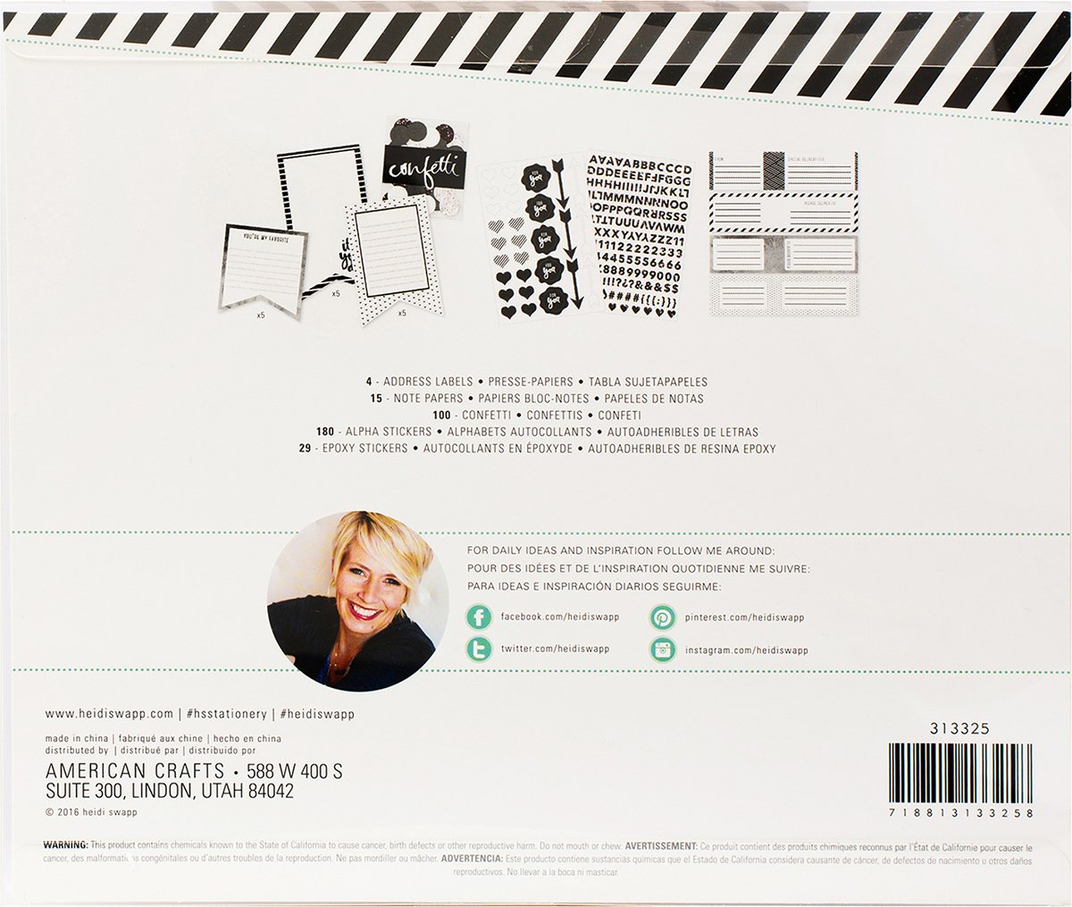 American Crafts Heidi Swapp zestaw do dekorowania papeterii, wielokolorowy, 21,08 x 22,86 x 1,52 cm