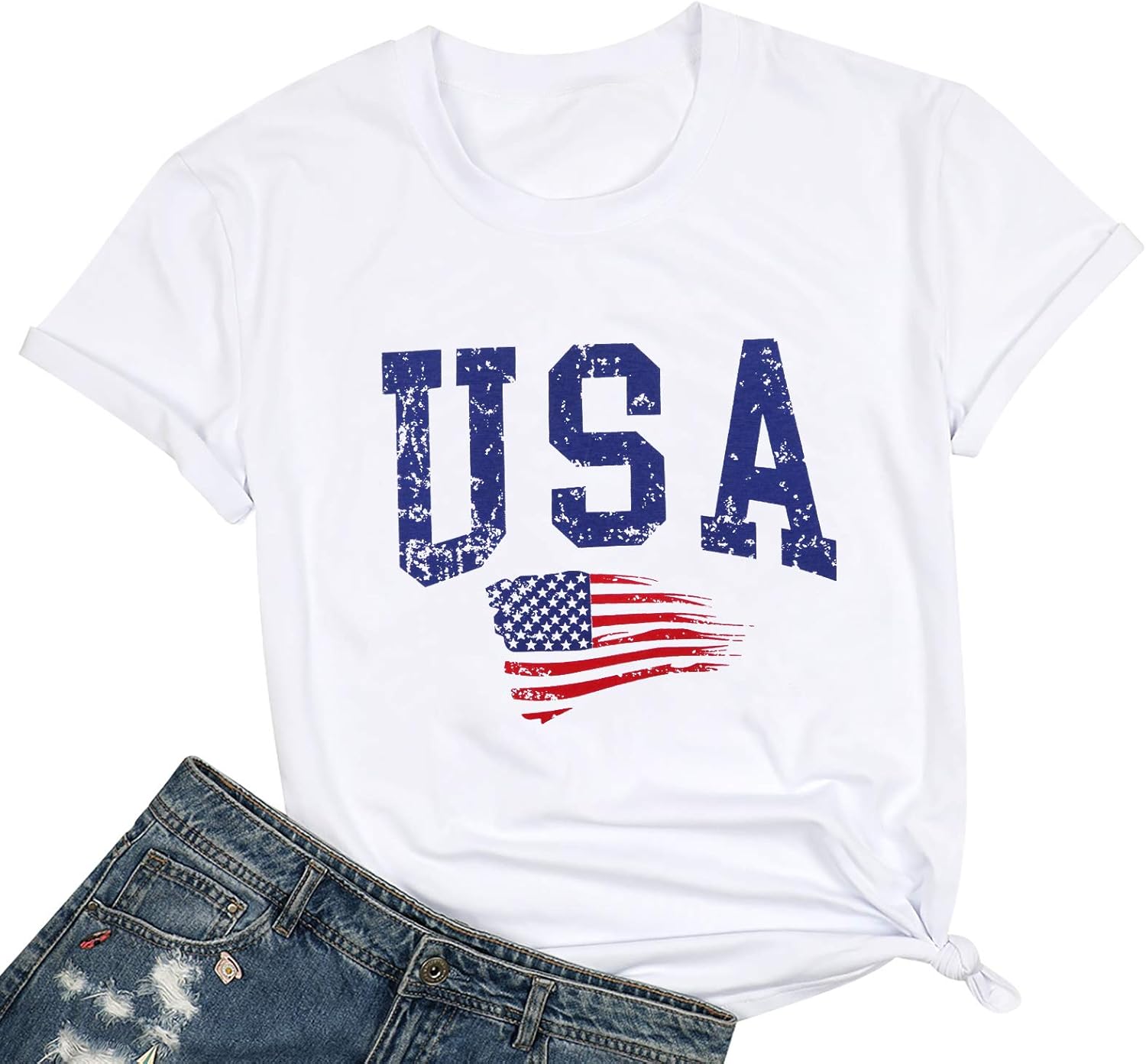 USA Flag Tee Shirt Women 4th of July Gift T Shirt Casual Short Sleeve American Proud T-Shirt Tops - Image 3