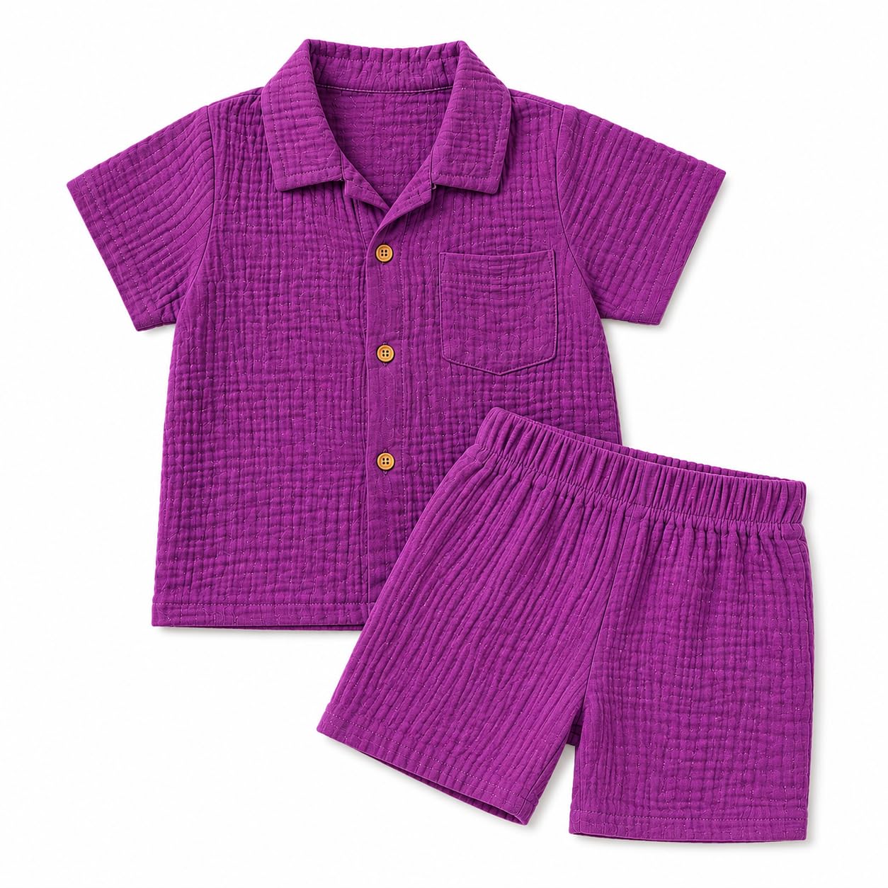 100% Cotton Crinkle Muslin Cord Set (Purple, 2.5-3 Years) | Muslin Fabric, Crinkle Texture, 100% Cotton, Cord Set-image-27
