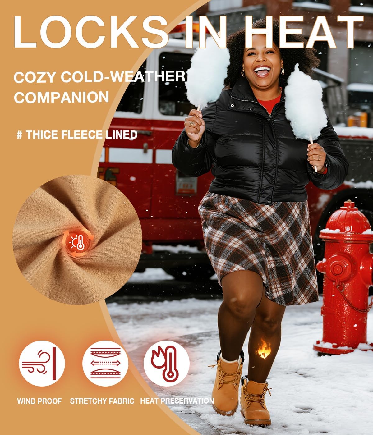 MERYLURE High Waist Fleece Lined Tights Women Plus Size, Fake Translucent Winter Warm Pantyhose Thick Thermal Leggings - Image 4