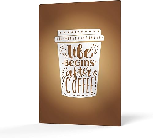 HB Art Design Life Begins After Coffee Vintage Style Quote Cup Metal Print Wall Art Coffee Bar Decor Coffee Signs Kitchen Wall Decor Dining Room