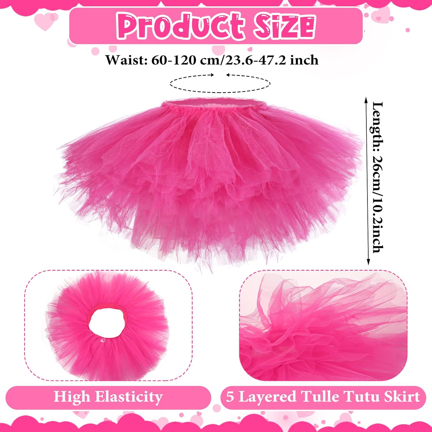 Handepo 9 Pcs Mardi Gras Adult Tutu Skirts for Women 5 Layered Tulle Classic Lady 80's Dance Short Ballet Skirt 9 Colors - Image 4