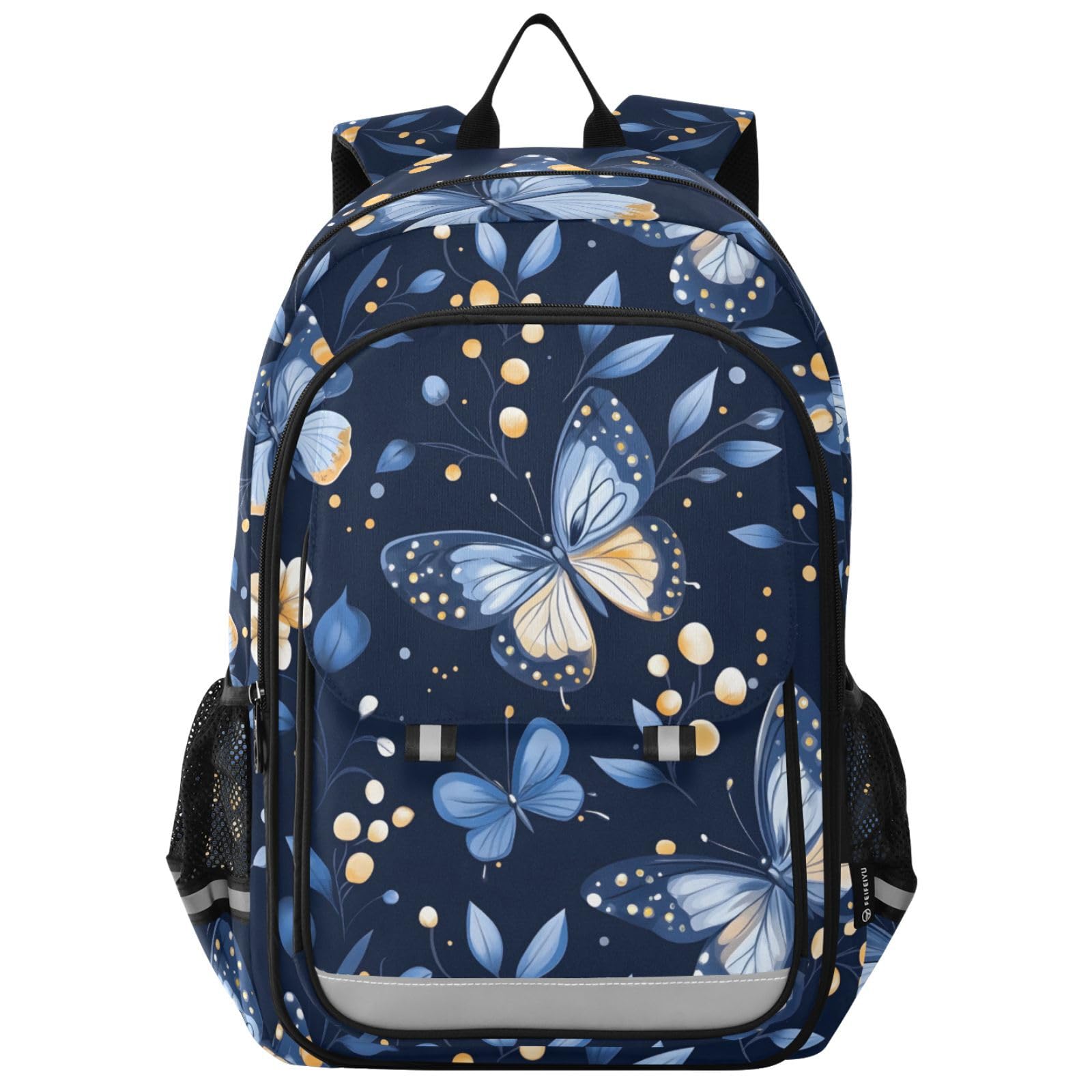 Sac à dos bleu papillon pour enfants et cartable d'école mixte - 8