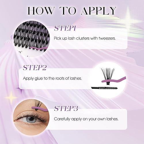 Miniatura 5 de Kit de racimos de pestañas naturales para DIY 280 piezas 30D+40D, pestañas falsas mixtas ultra ligeras y resistentes al agua, rizado D, efecto ojo
