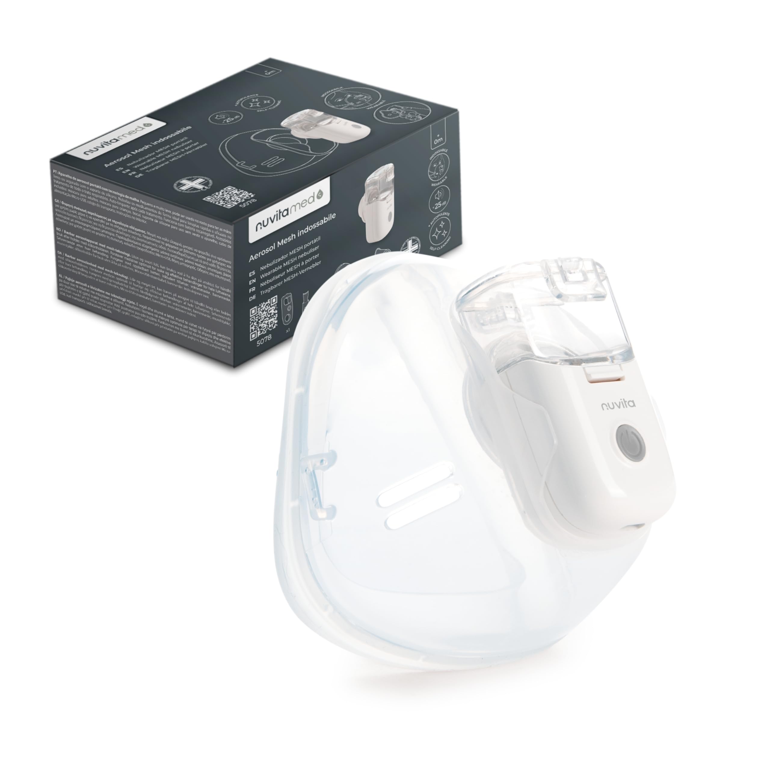Aerosol Nuvita 5078 Wearable MESH - Manos libres, ligero, silencioso, autolimpiable con batería recargable